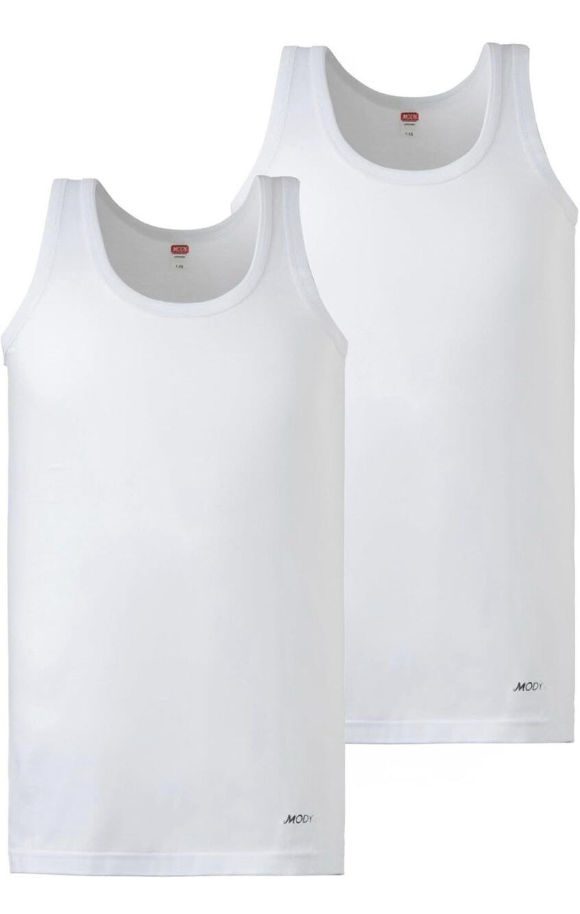 Mody Tank Tops Men Undershirts 2 Pack White Size L